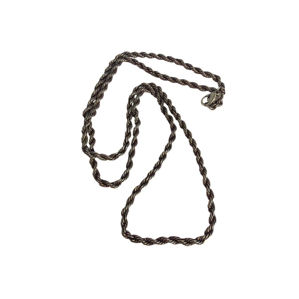 Vintage Silver Tone Gunmetal Twist Rope Chain Necklace ML 30" Estate 28.79g